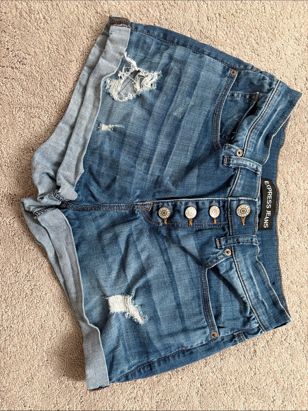Women's Distressed Denim Shorts - Blue